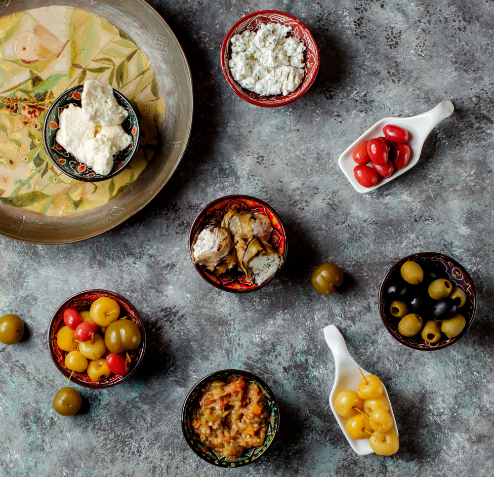 Mediterranean dips and olives