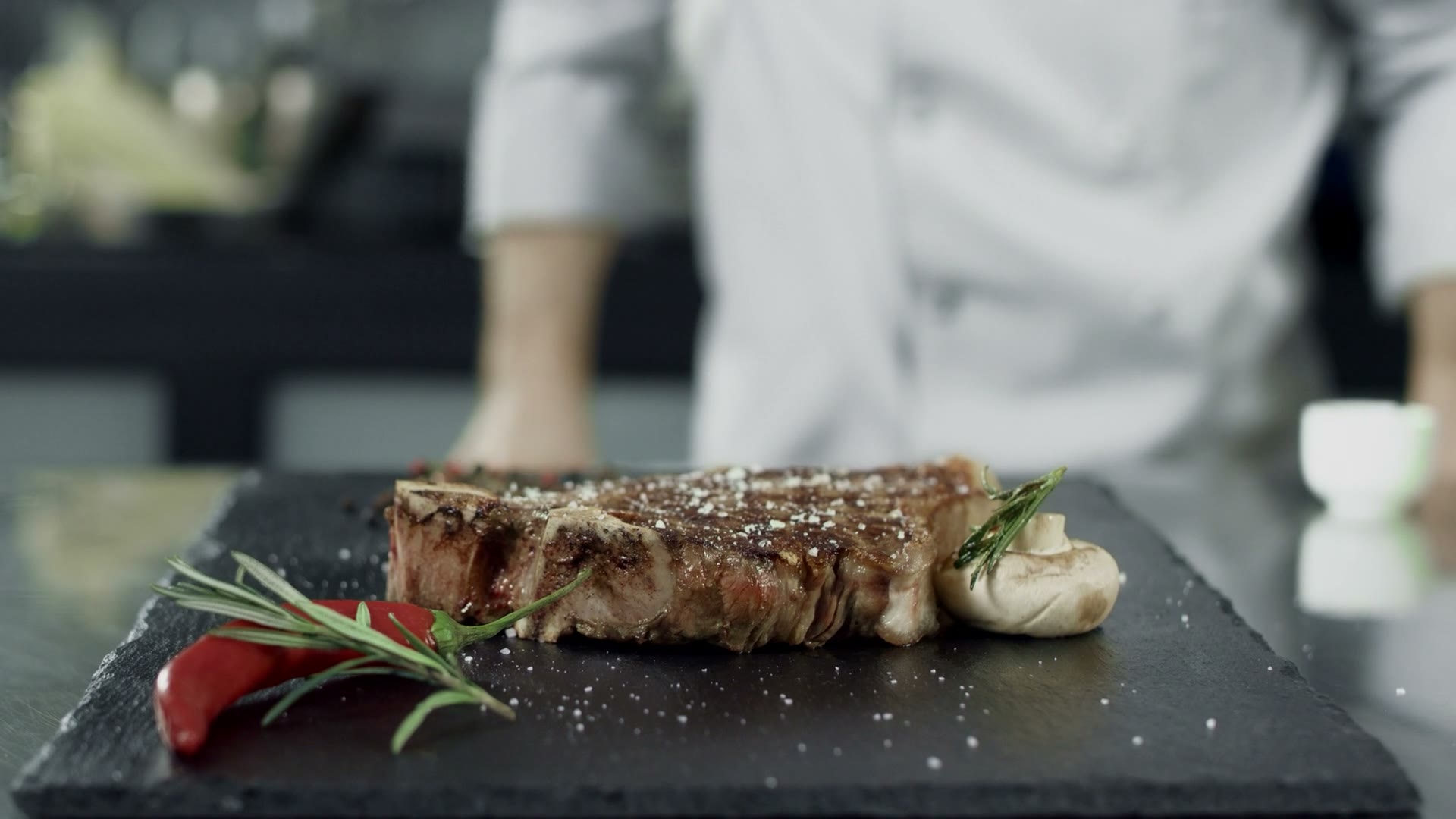 Char-grilled steak with vegetables