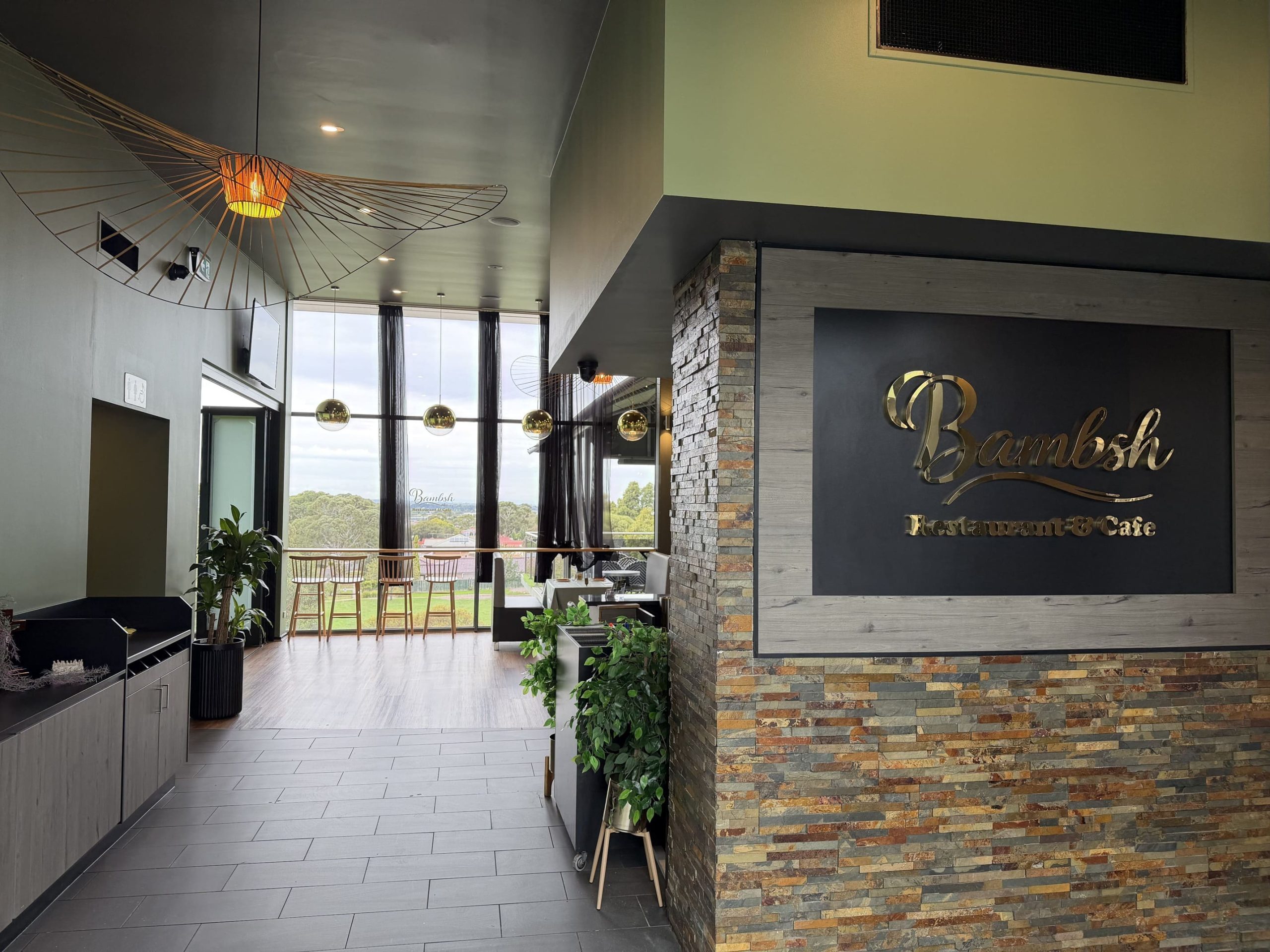 Bambsh restaurant entrance and dining room